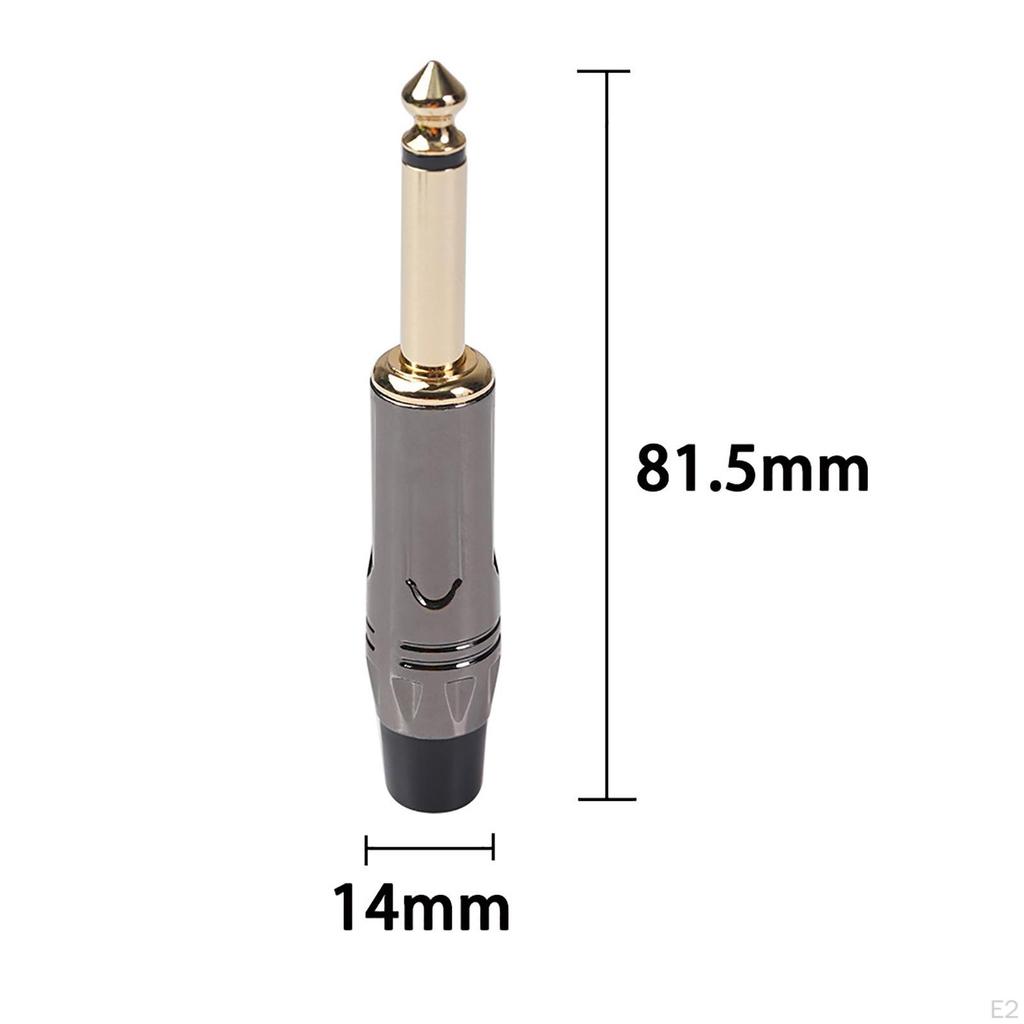 6.35mm Plug Audio Connector Gold Zinc Alloy Shell for Speaker