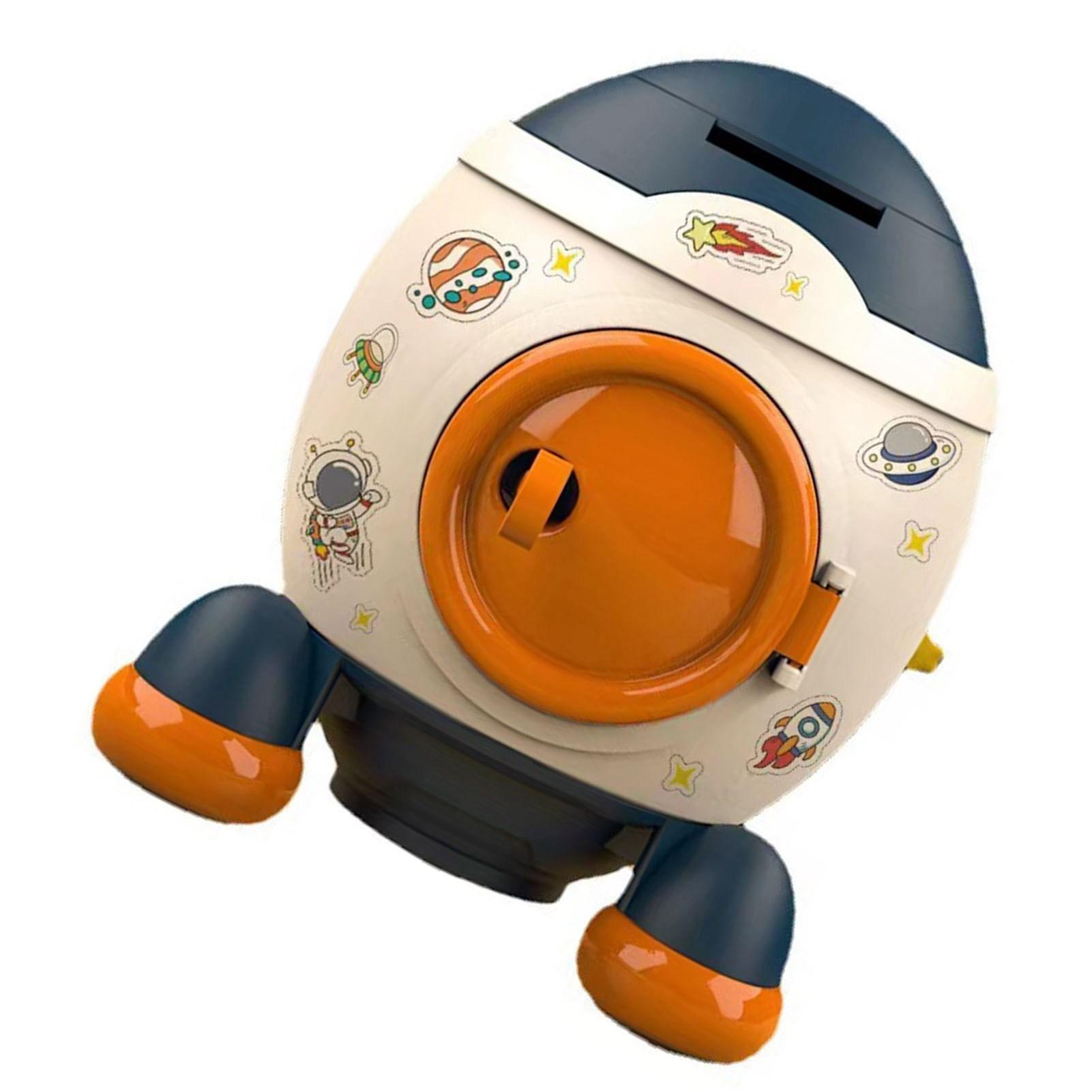 

Cartoon Style Space Rocket Piggy Bank Money Bank Money Saving Jar Boys Girls Gift Morandi Blue