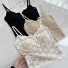 Women Sexy Lace Camisole With Fixed Built In Pads Elegant V Neck Backless Inner Top
