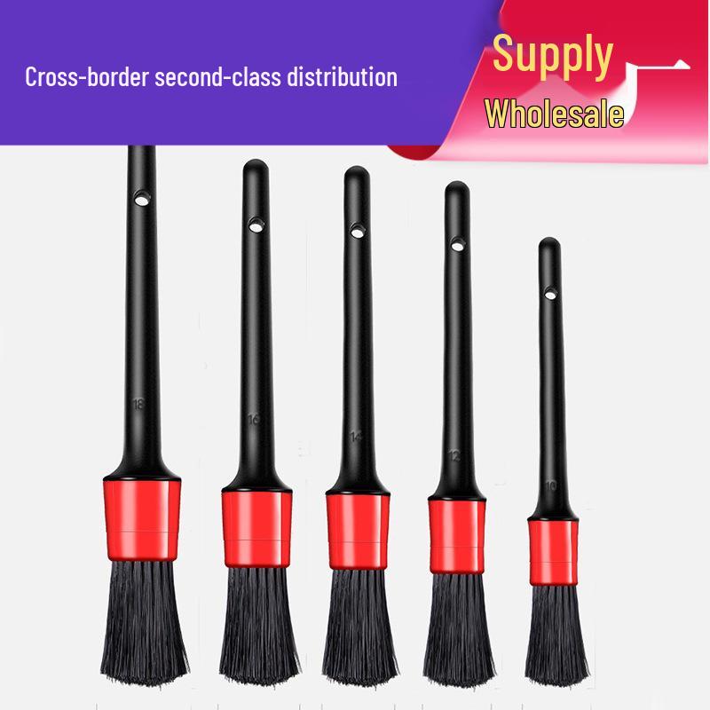 

5-Piece Car Detailing Brush Set - Includes Crevice, Air Vent, and Cleaning Brushes. Blister Pack