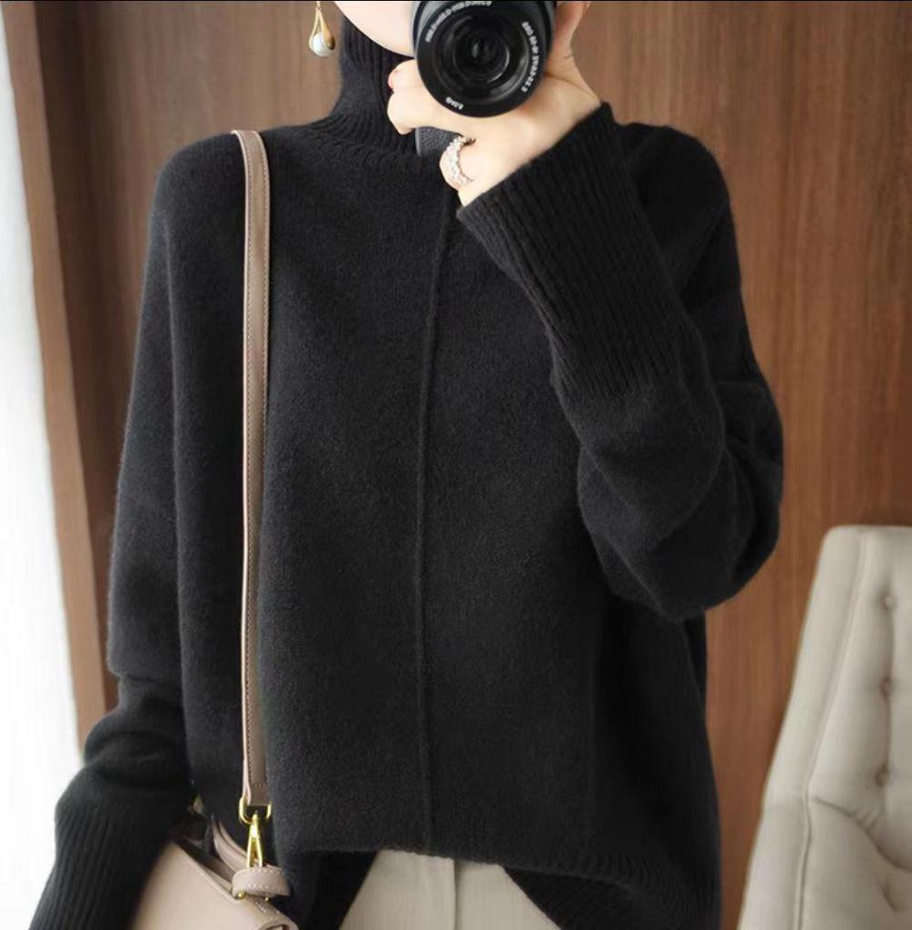 Women's Wool Turtleneck Sweater: Thick, Loose Knit Pullover for Autumn & Winter, Korean Style Base Layer