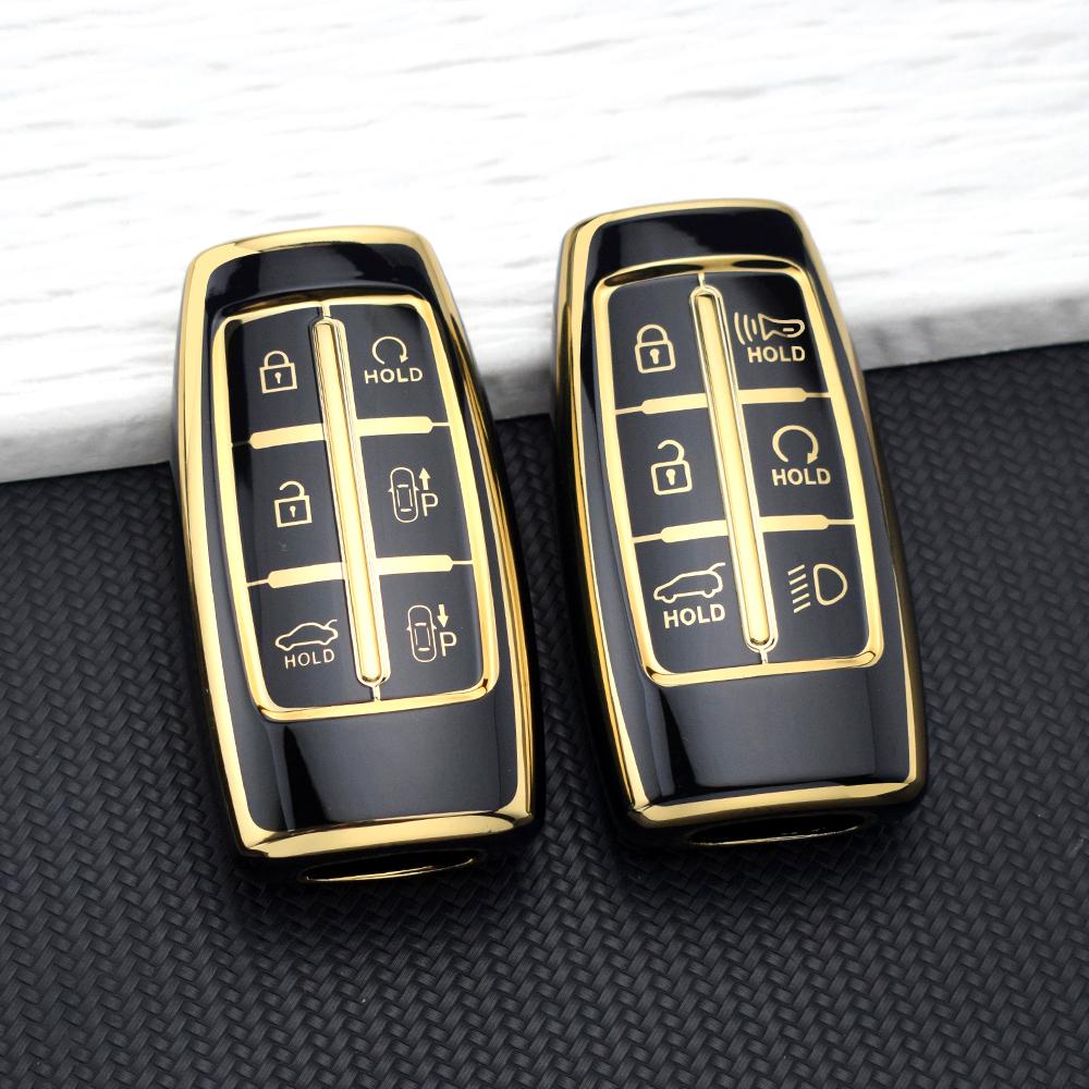 6 Button Tpu Car Key Shell Holder Ring Protector Keychain Accessories For Hyundai Genesis Gv70 Gv80 Gv90 - Auto Key Case