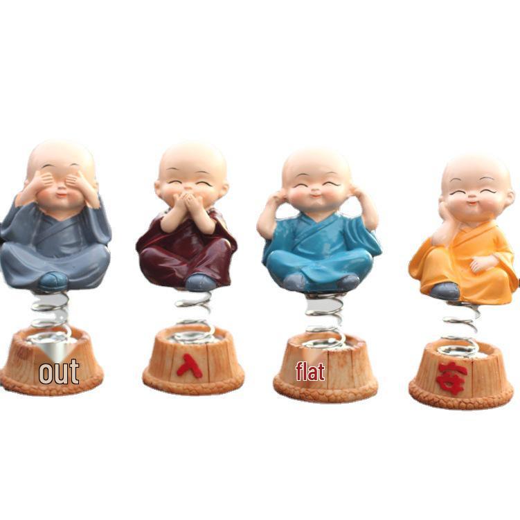 Creative Car Ornament: Bald Monk Bobblehead Resin Figurine
