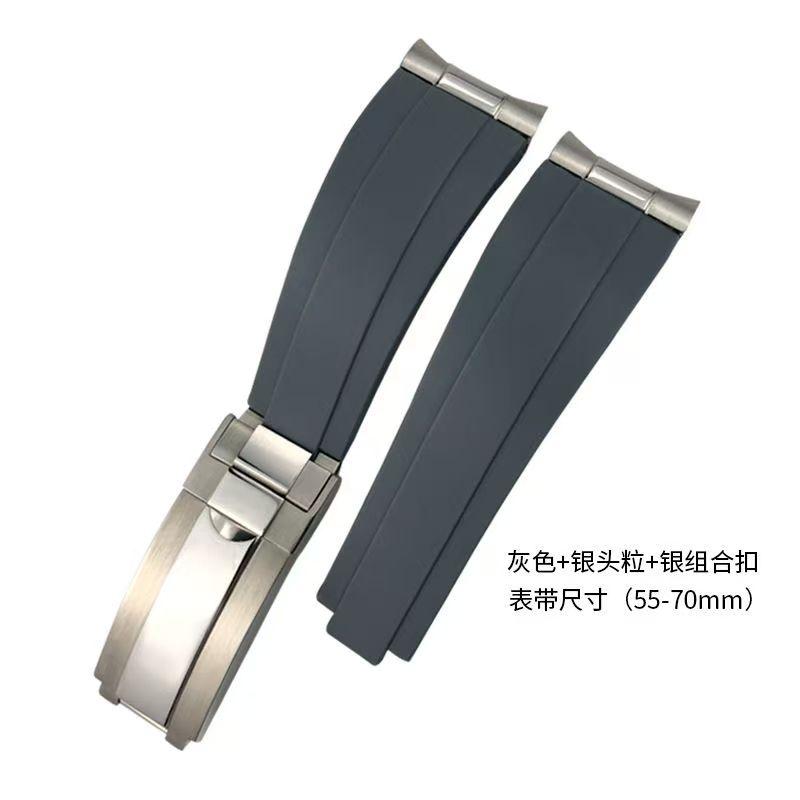 20mm  Metal Link Curved End Rubber Watchband For Rolex Submariner DAYTONA Yacht-Master GMT Strap Silicone Bracelets