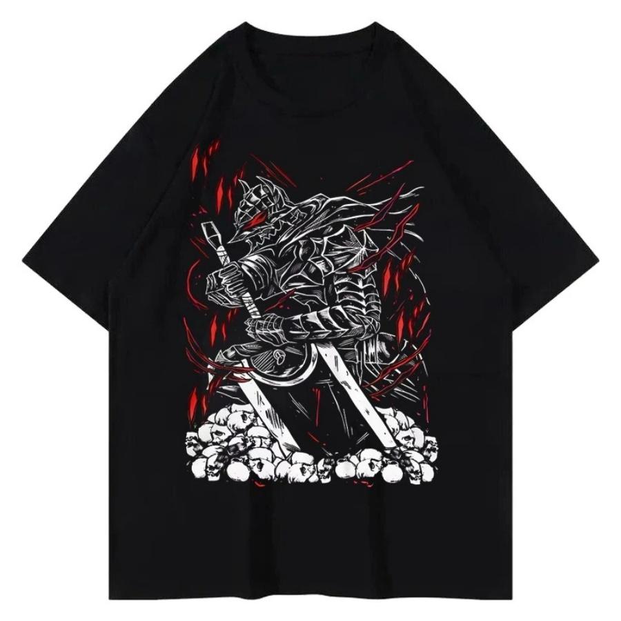 

Summer Men s Clothing Anime Berserk Print Graphic T Shirts Y2k Clothes Oversized Cotton Women s Short Sleeve Tee Tops Harajuku M чорний