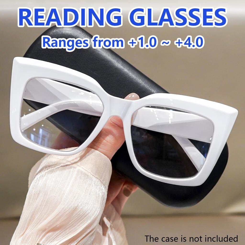 2Pcs Fashionable Cat Eye Reading Glasses For Women Men Large Frame Presbyopia Eyewear For Home Travel Party