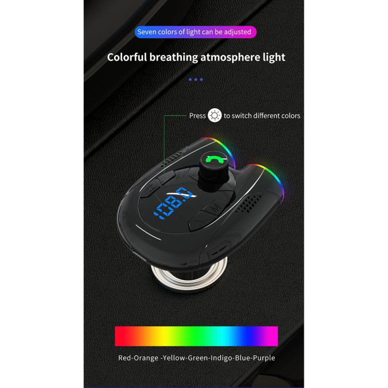 G68 Car Bluetooth-compatible 5.0 Mp3 Player Fm Transmitter Hands-free Calling Usb C Port Mobile Phone Charger