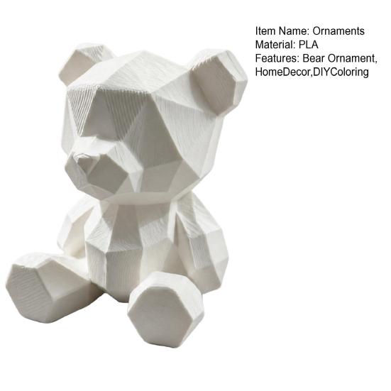baizihuahu Polygon Bear Statue, Hand-Paint 3D Printed Ornament, Poly Geometric Nordic Style Sculpture, for Living Room Desk Home Decor