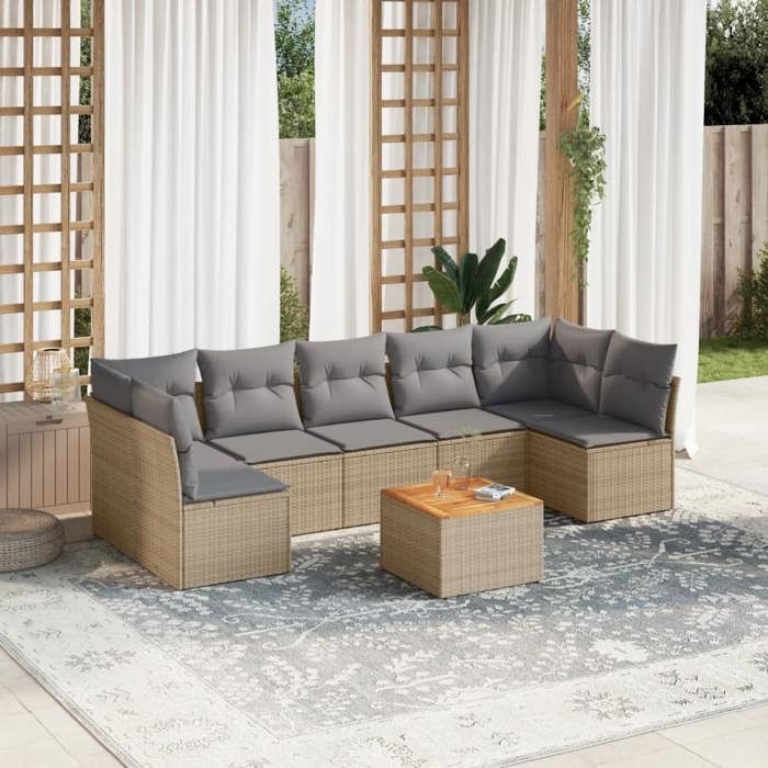 VidaXL Garden Lounge Set with Cushions 8 Pcs, Patio Sofas, Patio Furniture Set, Outdoor Furniture, Mix 3255905