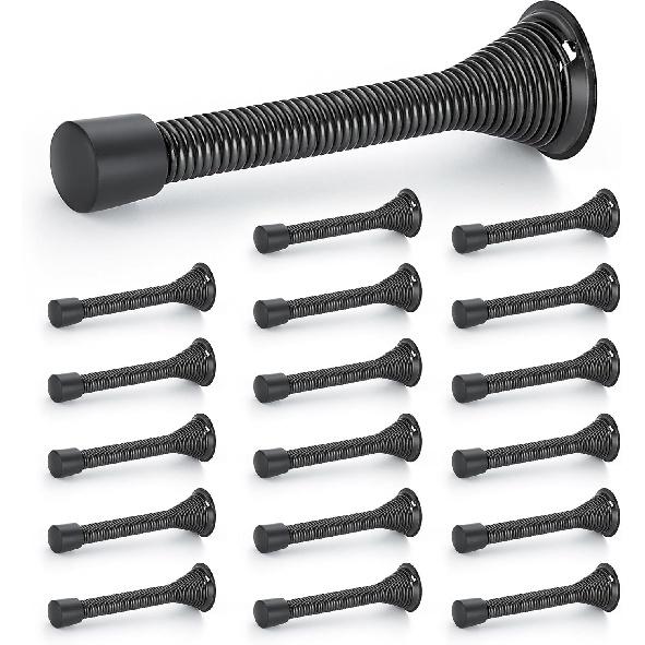 Ravinte Door Stoppers, 12 Pack Spring Door Stops with Rubber Bumper, Satin Nickel Door Stoppers for Bottom of Door