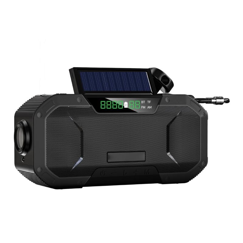 Solar Hand Cranks Radio with FM AM Band Reception Emergency SOS Alarm IPX5 Waterproof for Camping Survival Adventure