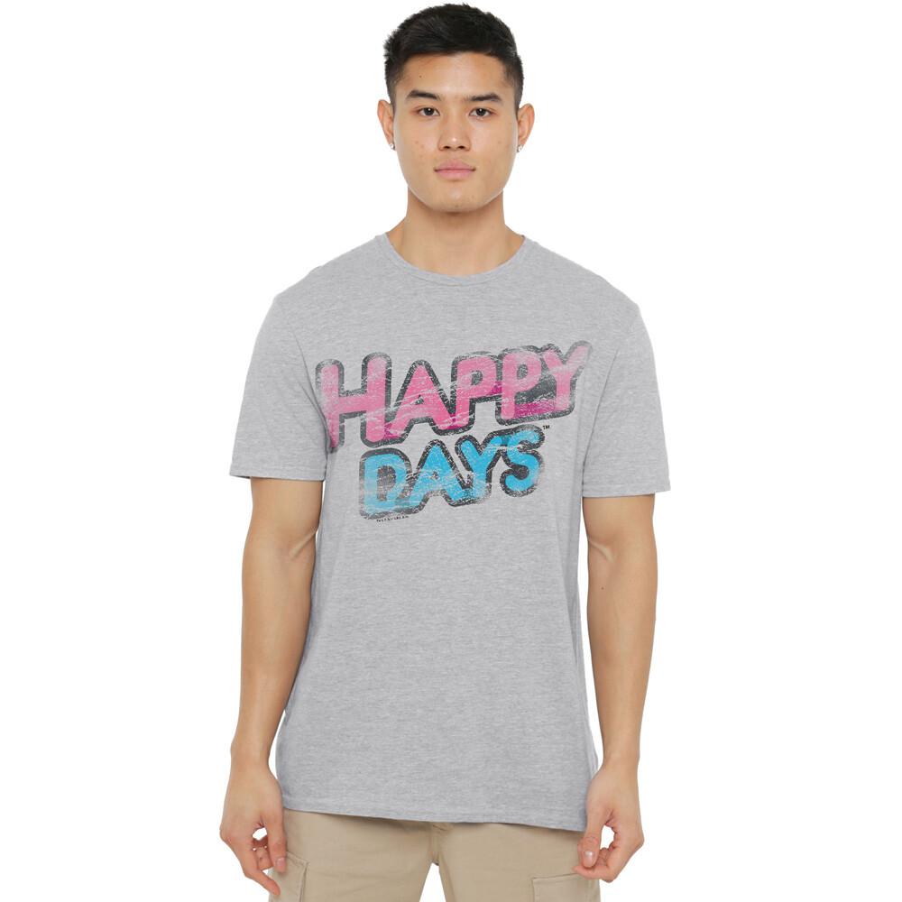 Happy Days Distressed T-Shirt S-2XL Heather S