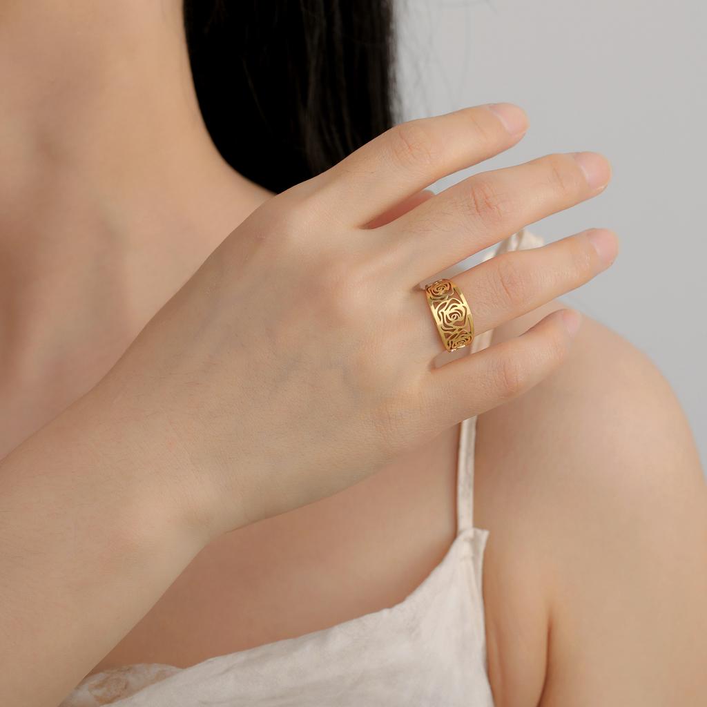 Cazador Rose Flower Rings for Women Stainless Steel 2026 Trend Jewelry Finger Ring Wedding Anniversary Birthday Gifts Wholesale