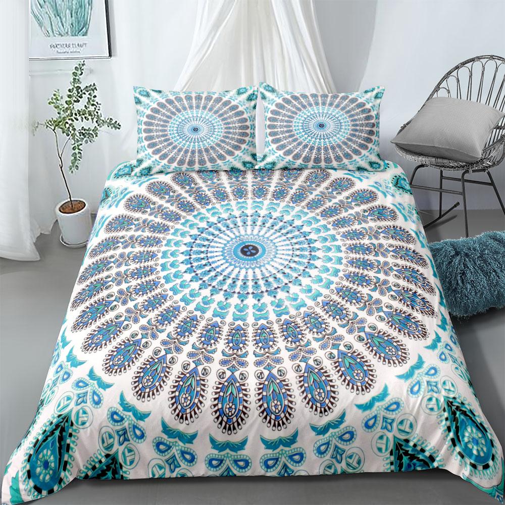 vintage mandala yoga duvet cover set king queen double full twin single size bed linen set
