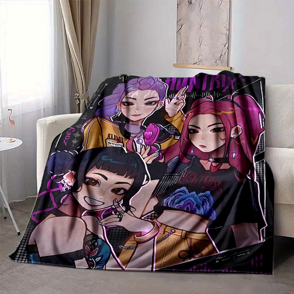 1pc Huntrix, K POP Soft Comfortable Blanket Digital Print, All Season Multipurpose Knit Fabric Bedding, Office, Sofa Home Decor Blanket