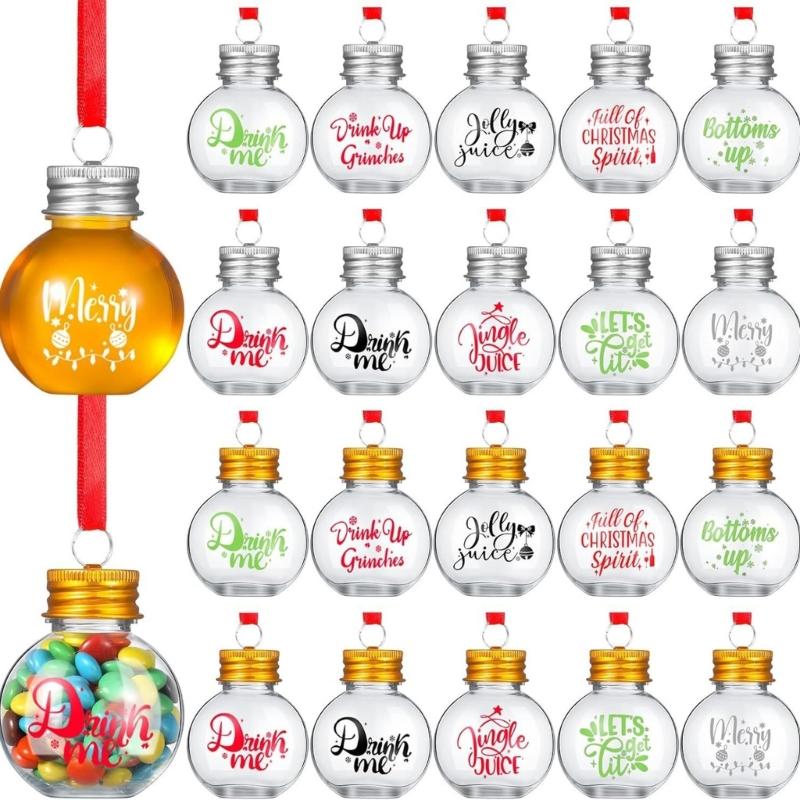 Set of 20 Clear Fillable Christmas Hanging Ornament Delicate Craftable Baubles for Holiday Tree Decoration and Parties