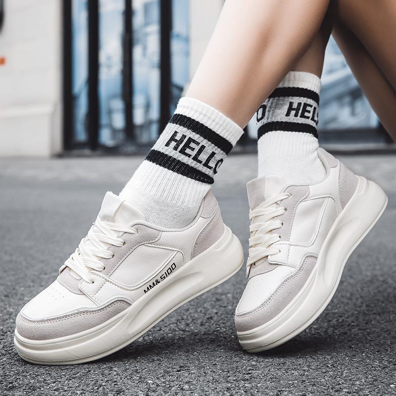 2025 new white shoes women's muffin shoes spring and summer new versatile lightweight thick soles increase height leisure sports board shoes women's