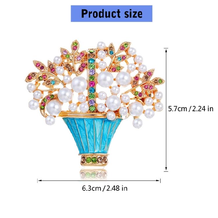 Enamel Floral Brooch Featuring Pearls Embellishments and Crystals Detail for Weddings Celebration