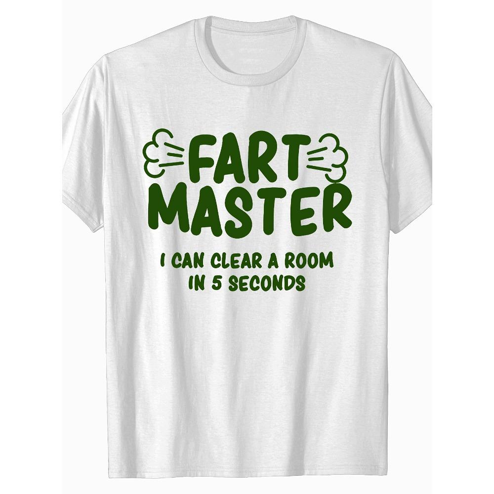 

Men s humorous Fart Master pattern T-shirt breathable and comfortable suitable for all seasons machine washable S