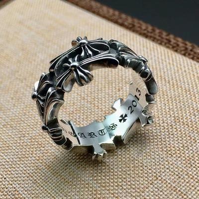 Crowe Double Cross Flower Ring Vintage Men's and Women's Foreven Couple Ring Versatile Ring