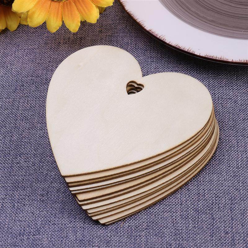 50/100pcs 100mm Wooden Love Heart Christmas Ornaments Blank Slice for DIY Craft Making, Painting, Christmas Decorations