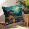 Korea Foguo Temple Pillow Case Linen Cushion Covers For Decorative Sofa Home Pillows Case Car Chair Pillows Cases