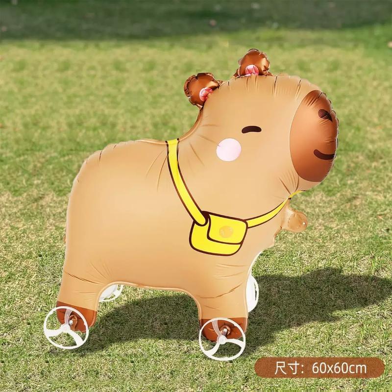 4D Dinosaur Dog Cat Standing Foil Balloons Animals Walking Balloon with Wheel for Kids Birthday Party Decoration Baby Shower