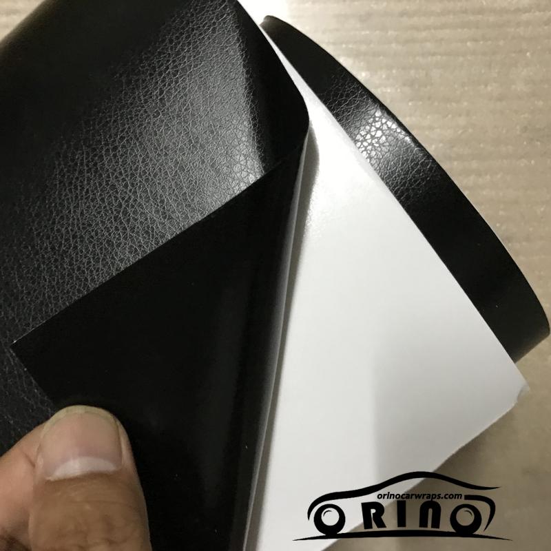 Premium Black Leather Pattern PVC Adhesive Vinyl Film Stickers For Auto Car Body Internal Decoration Vinyl Wrap Car Leather