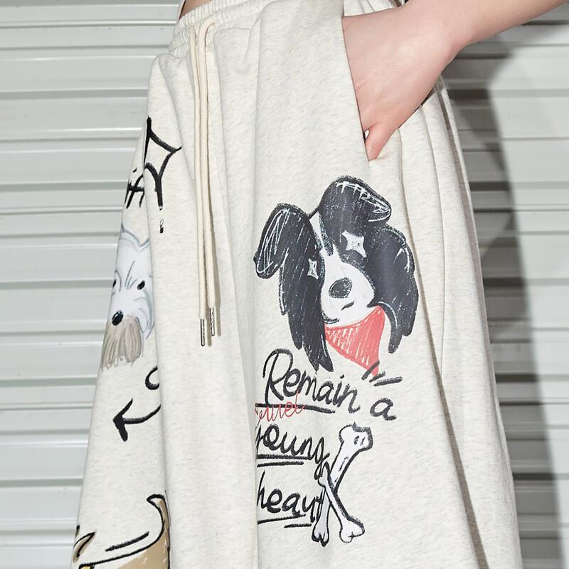 UNIFREE Women's Retro Wide-Leg Dog Print Sweatpants