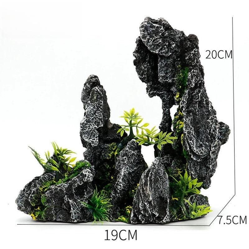 Aquarium Decorative Scenery Rocks Fish Tank Turtle Shrimp Hideout Artificial Mountain Pet Fish Tank Decoration Accessories