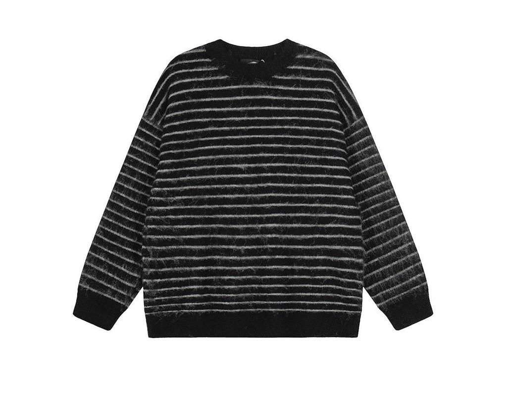 Unisex Retro Striped Oversized Pullover Sweater