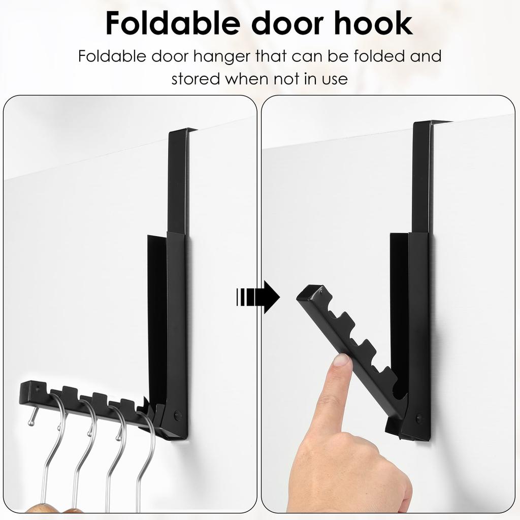 NewSoul Over The Door Hooks Hanger Foldable Over Door Drying Laundry Rack Hooks for Hanging Clothes with 4 Groves Over Door Towel Racks for Clothes