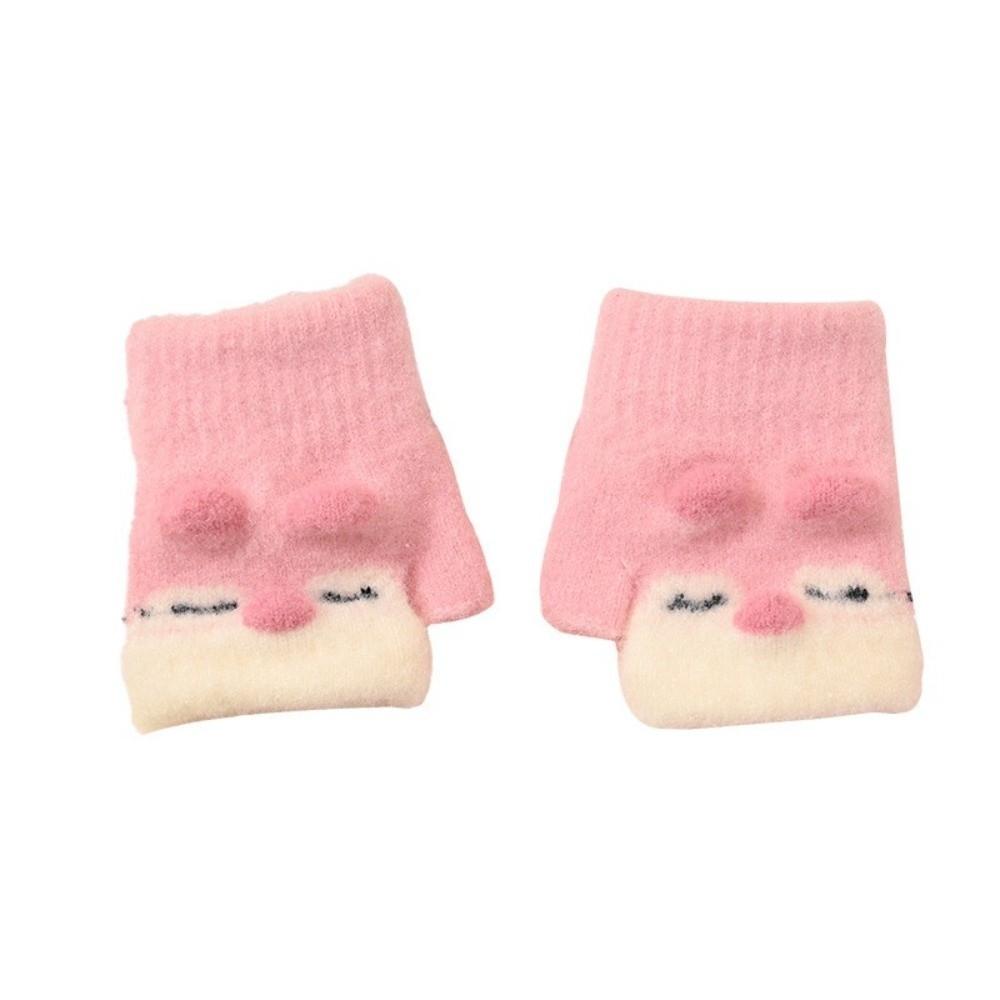 Cute Cartoon Children's Gloves Knitted Warm Gloves New Fingerless Mitten  Autumn Winter
