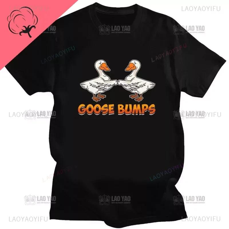 Kawaii Koszulka z Gęsią Zabawna Koszulka Gęsia Skórka Głupia Gęś Kobiety Mężczyźni Casualowe Topy do Dojazdów Oversizowa Koszulka Camisetas Koszulki na Zamówienie