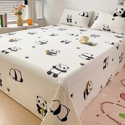 1 pz Copriletto stampato a forma di panda per bambini Stile cartone animato Lenzuolo piatto stampato reattivo Lenzuolo singolo/Queen/King per letto matrimoniale