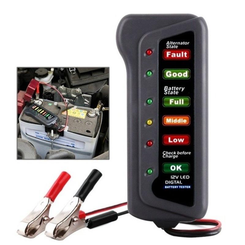 Mini 12V Car Battery Tester Digital Alternator Tester 6 LED Lights Display Car Diagnostic Tool Auto Battery Tester For Car