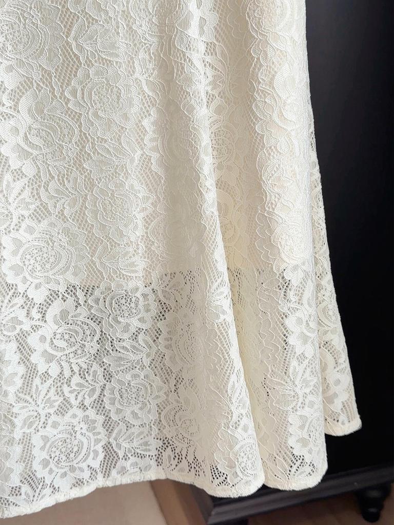 2026 Spring/Summer Women's High-Waisted Lace Mermaid Skirt: Slimming, Draped, and Hip-Hugging One-Piece