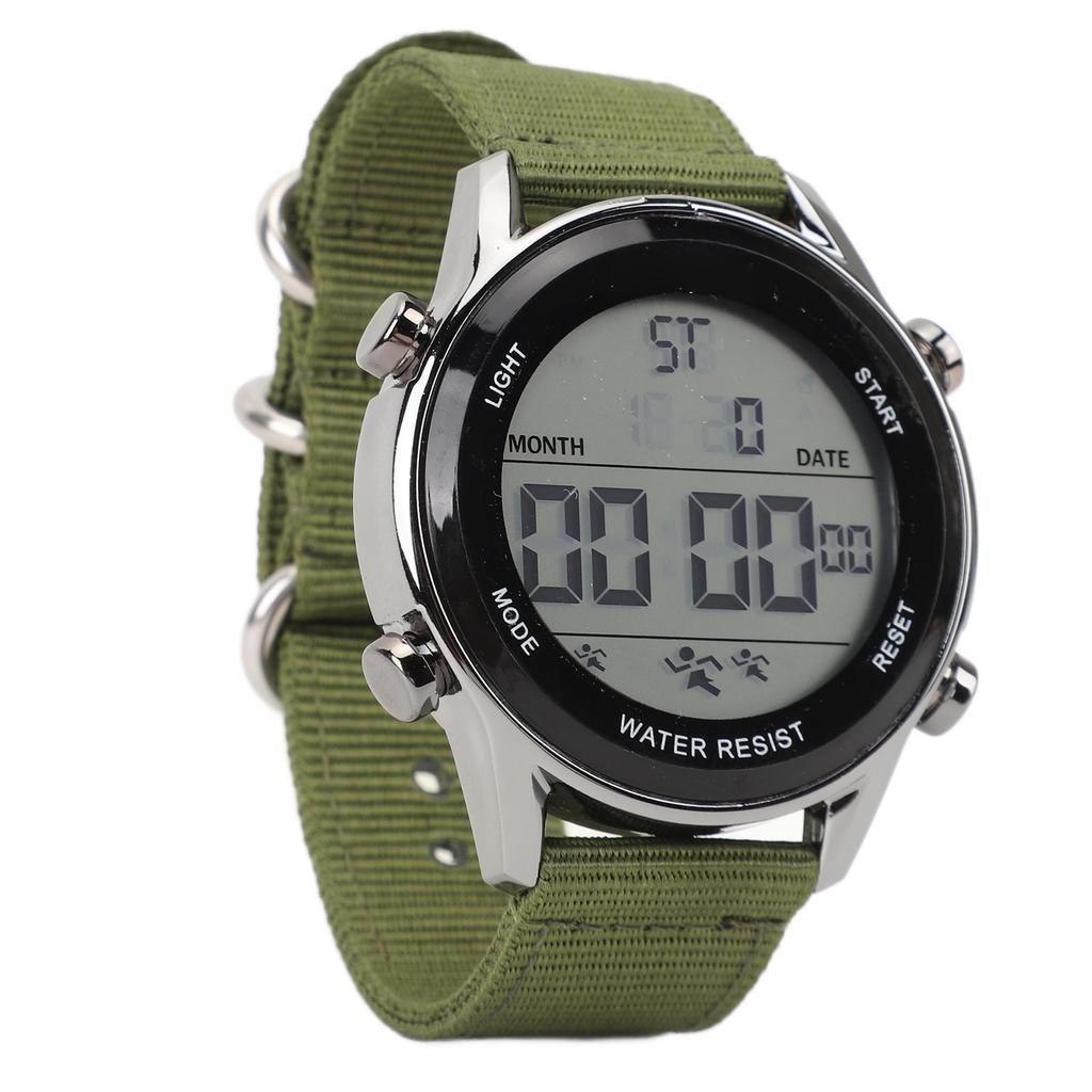 Men Digital Sports Watch Rainproof Alarm Countdown Dual Time Zone Nylon Strap Digital Watch with Stopwatch for Outdoor
