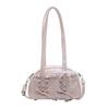 Fashionable Lace Embellished Shoulder Bag Bowknot Design PU Leather Crossbody Bags Casual Underarm Purse For Women Pink