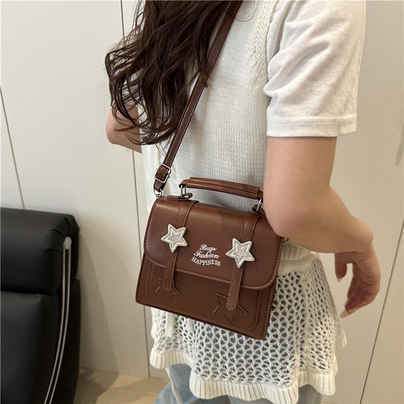 Aesthetic college five-pointed star solid color handbag versatile shoulder messenger bag design sense bag