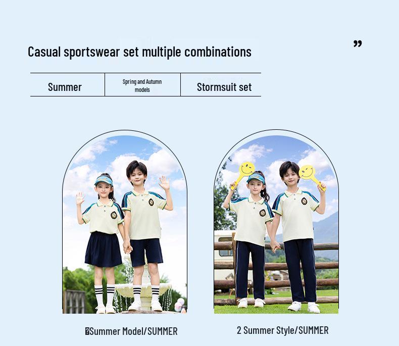 Children's Spring/Autumn Uniform Set: Primary School 3-Piece, Sports Class, Kindergarten 4-Piece