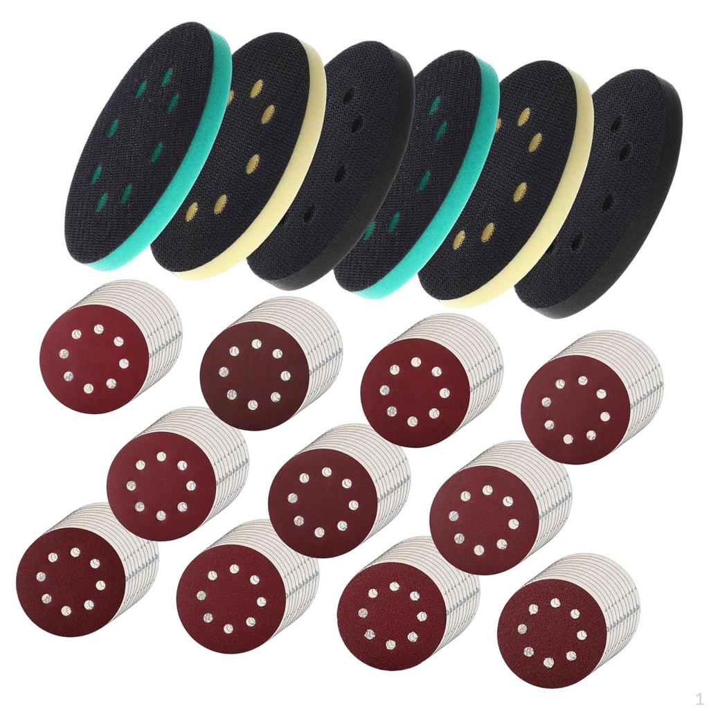 116Pcs Interface Pads & Sanding Discs 8 Hole Soft Density Machine Parts Professional