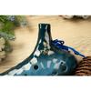 TNG Ocarina, Alto/C/AC, 12-Hole, Emerald, Premium Quality, Glazed Finish with Ocean Wave Pattern (Blue), Strap Included