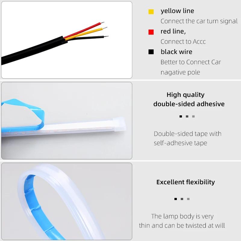 24V Truck LED Daytime Running lights Headlight Turn Signal Light Bar Flexible DRL Start Scanning Ultra-thin Car Decoration Light