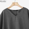 ZANZEA Women Casual V-neck Loose Summer Short Sleeve Blouse