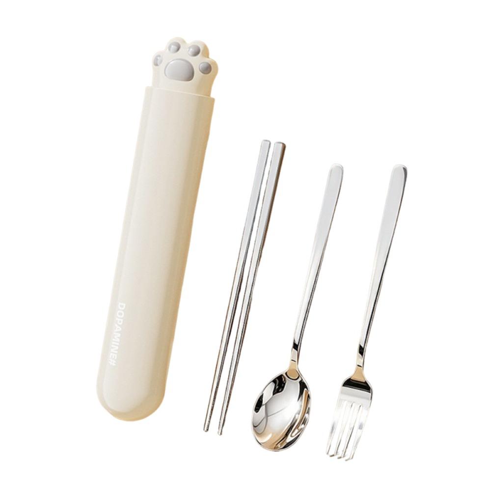 Portable Spoon Fork Chopsticks Set Cat Paw Travel Tableware Set Stainless Steel Cutlery Set Travel