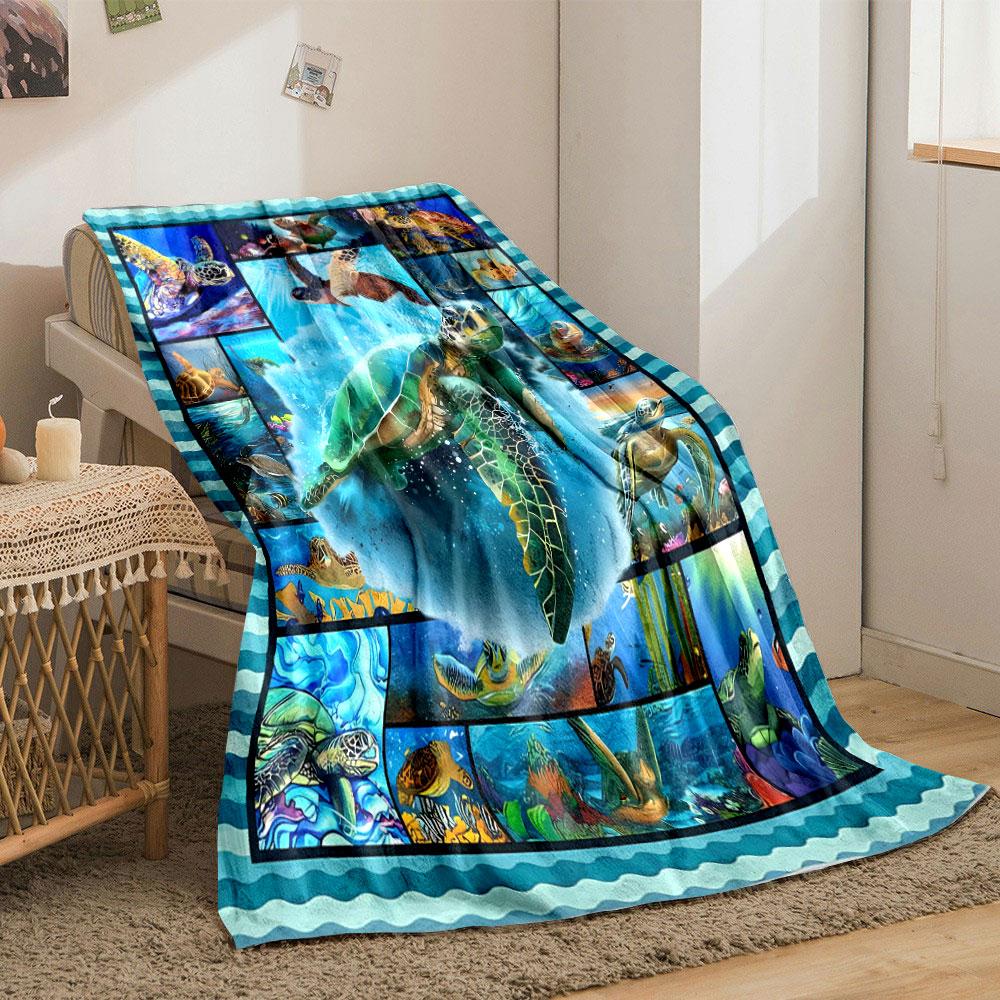 Sea Turtle Collage Blanket bedroom Blanket for Livingroom Couch lunch break Soft throw for Friend's festival Gift