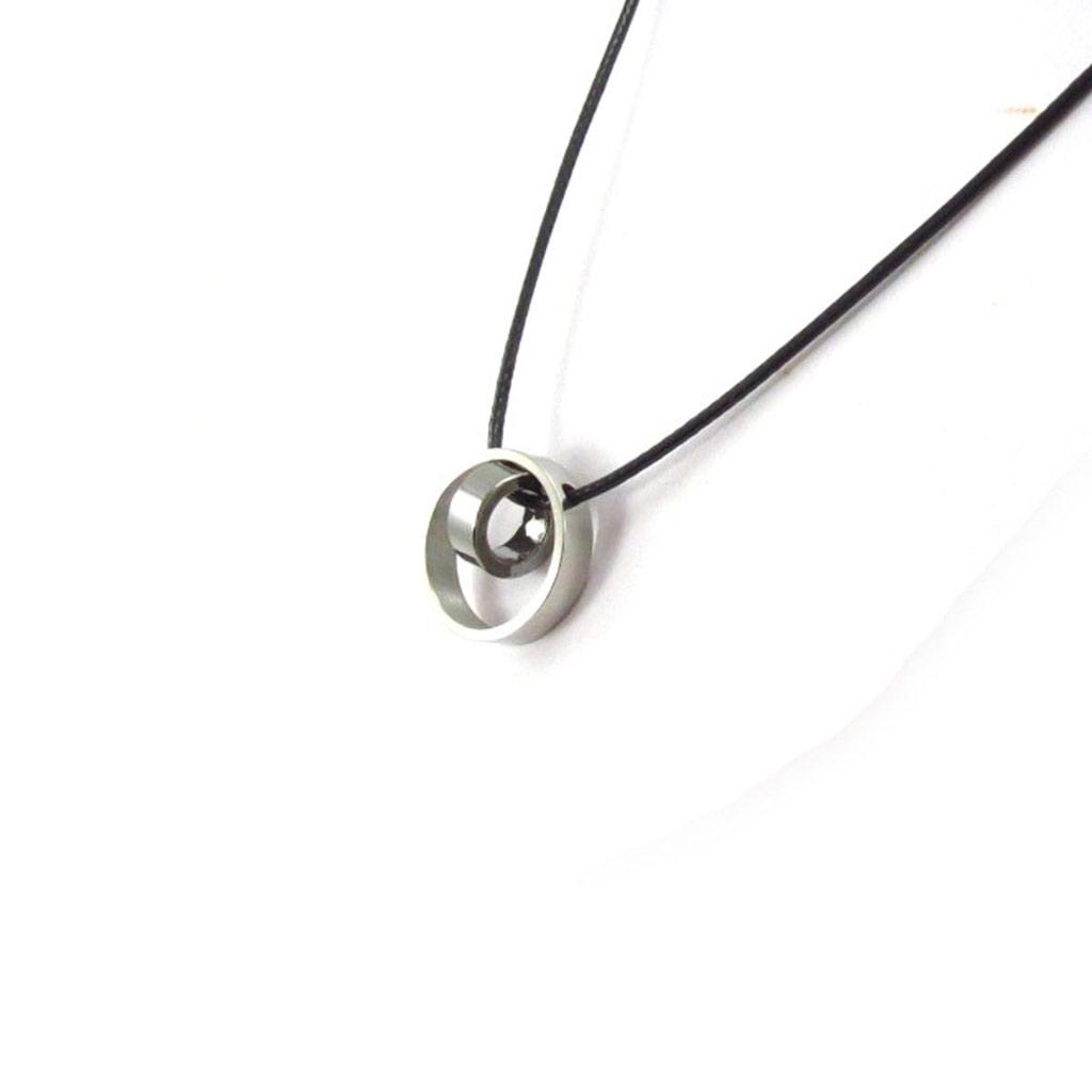 Les Trésors De Lily [J6950] - Silver-black 'Peaceful' Steel Necklace