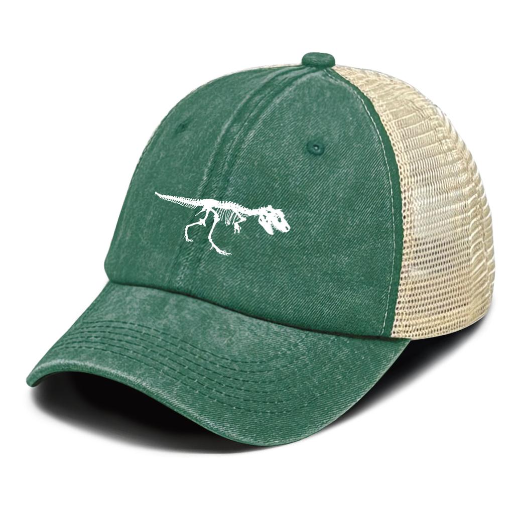 Skeleton Dinosaur Print Baseball Cap Adjustable Snapback Sun Cap Animal Sports Hat Retro Protective Hat For Unisex Women