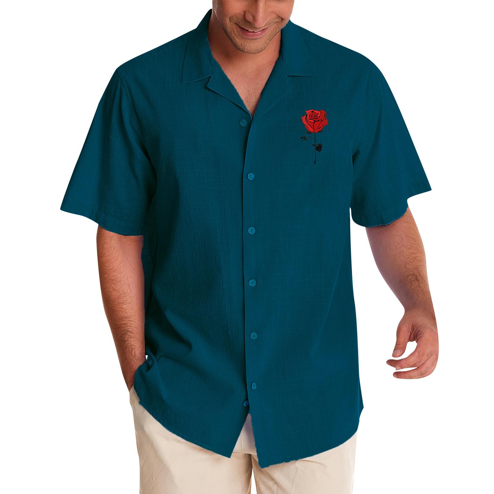 

Гавайская рубашка для мужчин, мужские винтажные рубашки для боулинга на пуговицах, летняя пляжная рубашка с коротким рукавом XXXXL